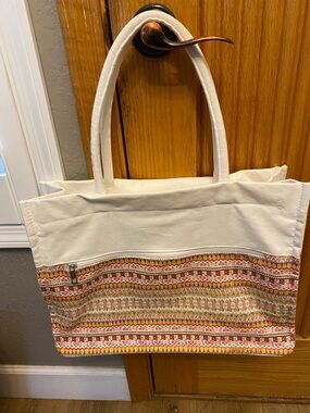 Uno de 50 Canvas Tote Bag with Pink & Tan Pattern